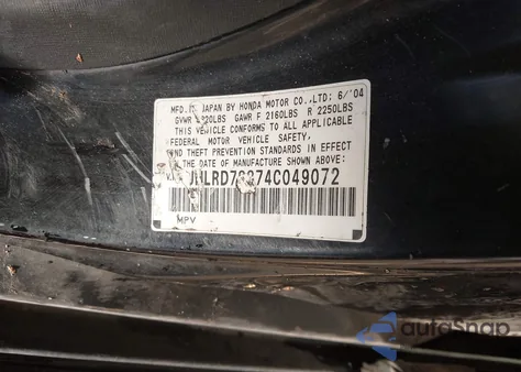 2004 Honda Cr-V Ex z USA, uszkodzony, nr VIN JHLRD78874C049072